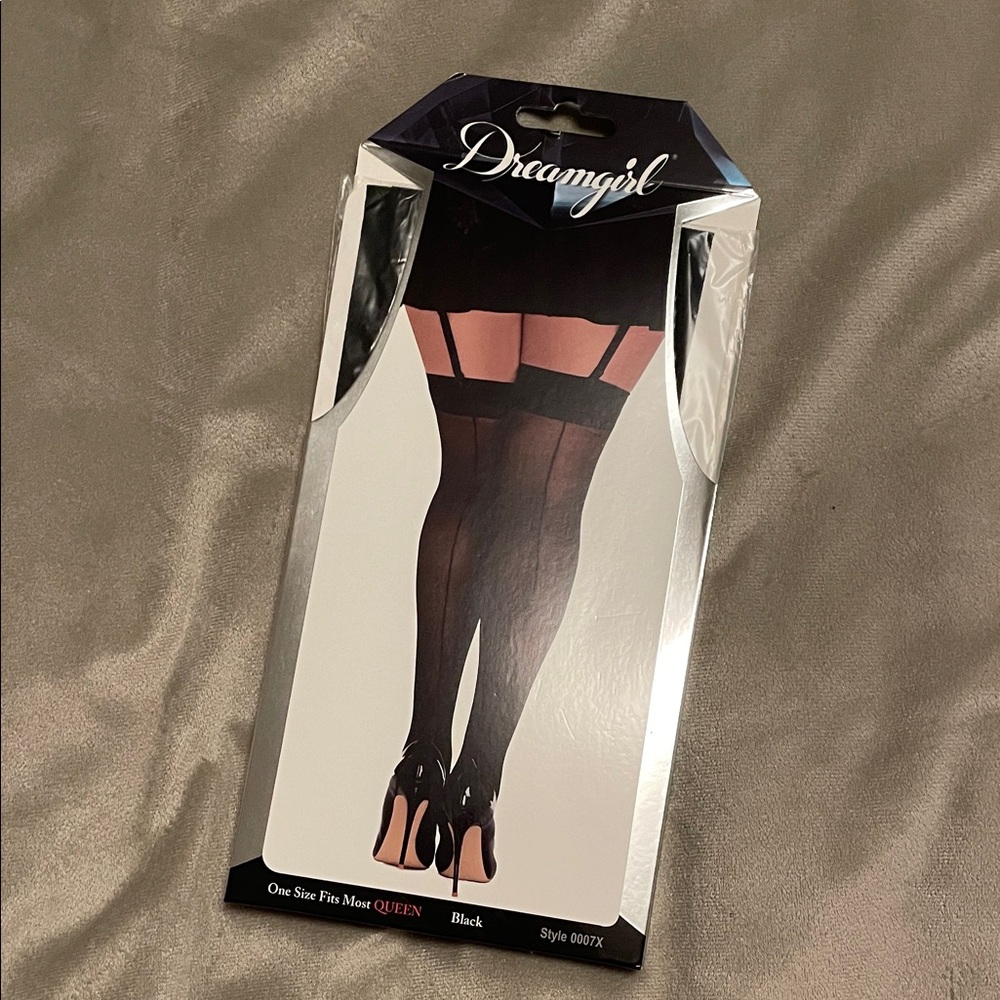 Dreamgirl Sheer Black Thigh-High Stockings One size fits most Queen!